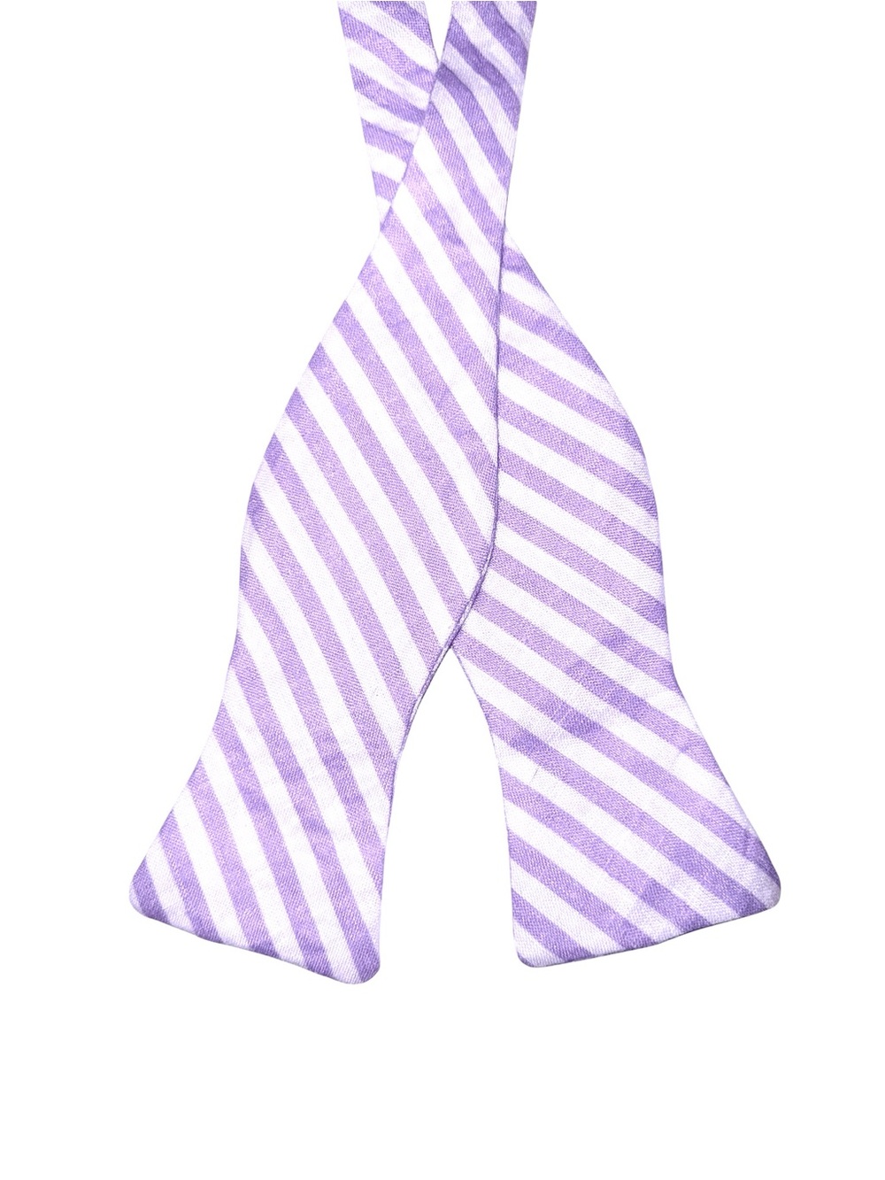 High Cotton Mens Bow Tie Lavender White Striped Linen Self Tie Adjustable NWT